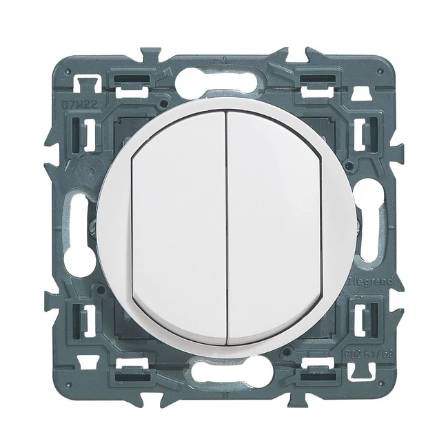 Legrand Interrupteur Double Céliane Soft 10A - Prêt à Installer - Blanc