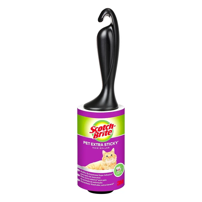 Rouleau adhésif Scotch-Brite pour poils d'animaux - 48 feuilles - Élimine efficacement les poils