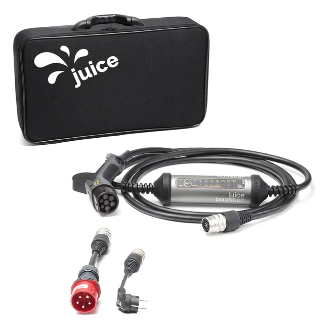 Juice Booster 2 Basic Set - Mobile Wallbox 22kW - Installationsfrei - Ladegerät für BEV - Typ 2 Ladekabel - E-Auto - Superleicht - Flexibel - IP67 Wasserdicht - Inkl. Adapter CEE32 Rot - 3-Phasig - EU Schuko