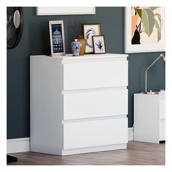 Denver 3 Drawer Bedside Chest White - Vida Designs - Storage Modern Stylish