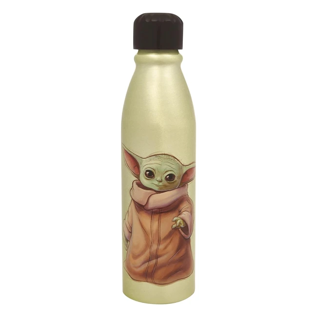 Disney 100 Grogu Aluminum Water Bottle 600ml - Official Merchandise by Polar Gear - Kids Reusable Non Spill BPA Free Recyclable
