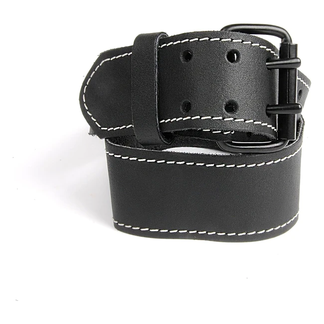 Ceinture en cuir de buf robuste kwb avec boucle double arte noir 105 cm