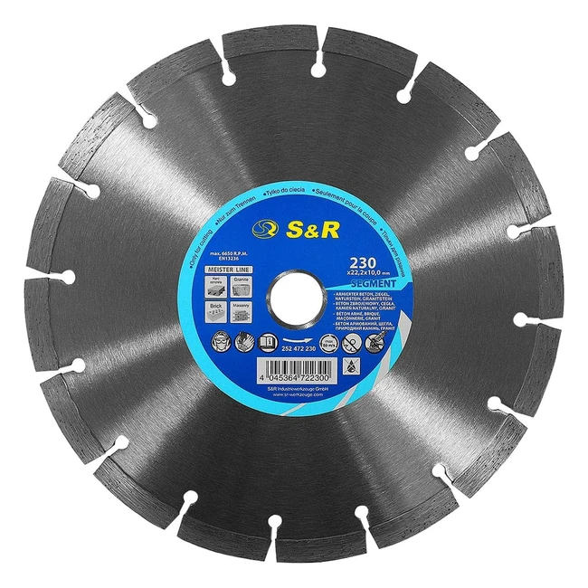 Disque Diamant 230mm Meuleuse Trononneuse Bton Arm Granit Pierre Brique 230 x 22