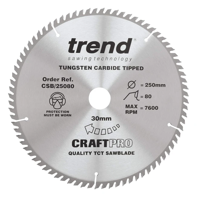 Trend CraftPro TCT Extra Fine Finish Sawblade 250mm 80 Teeth