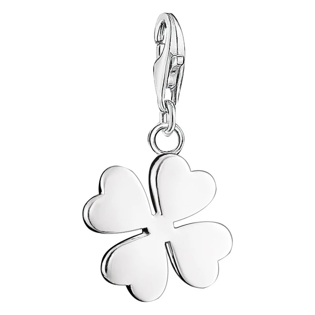 Thomas Sabo Damen Charmanhänger Kleeblatt Glücksbringer Charm Club 925 Sterling Silber 088400112 - Elegantes Schmuckstück für Glück und Stil
