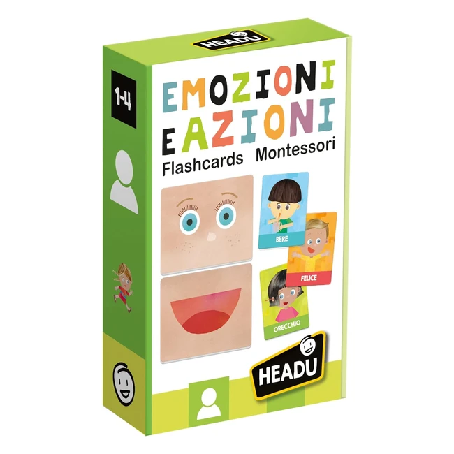 Headu Flashcards Montessori Emozioni e Azioni IT23103 - Gioco Educativo per Bamb