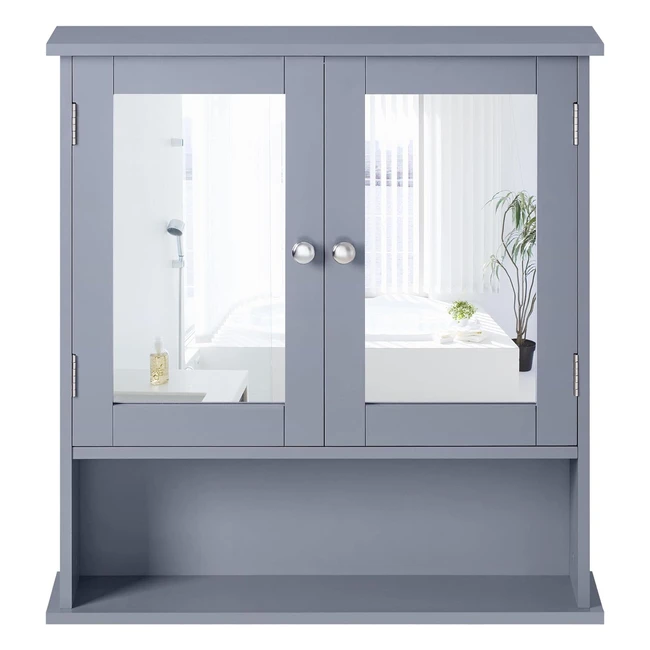 Yaheetech Badezimmerschrank Hngeschrank Spiegelschrank 3 Ablagen Grau