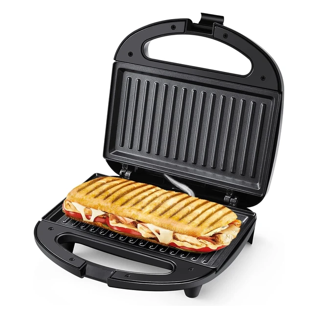 Panini Press Sandwich Maker 750W Black - Fast Even Heating