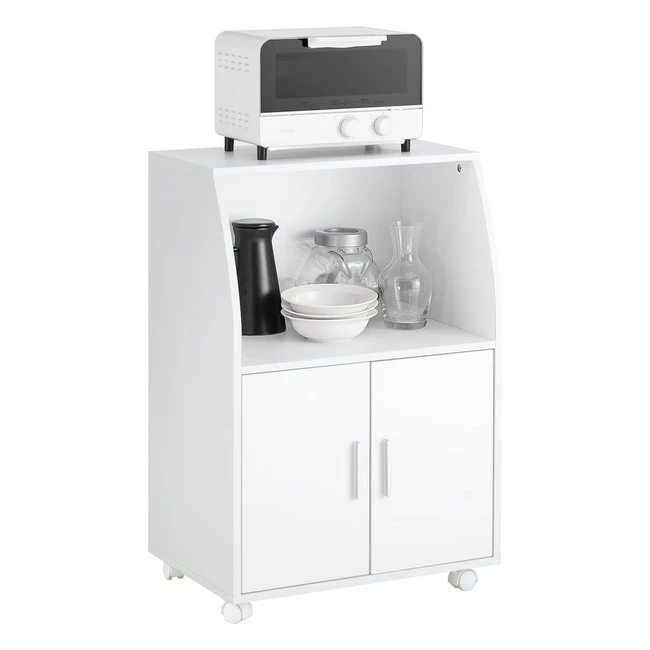 Desserte microonde SoBuy FRG241W - Meuble de rangement en bois - Cuisine Chariot - Blanc