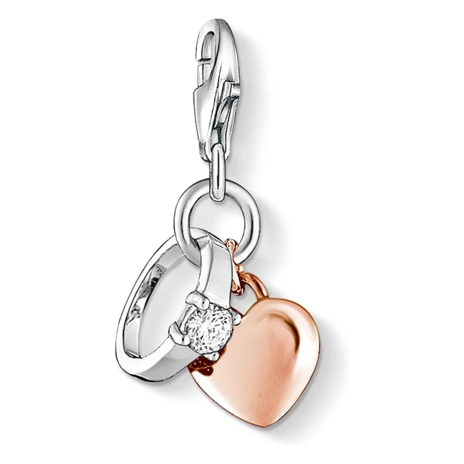 Thomas Sabo Damen Charmanhänger Ring Herz Charm Club 925 Sterling Silber 100041614 - Eleganter Schmuck für jeden Anlass