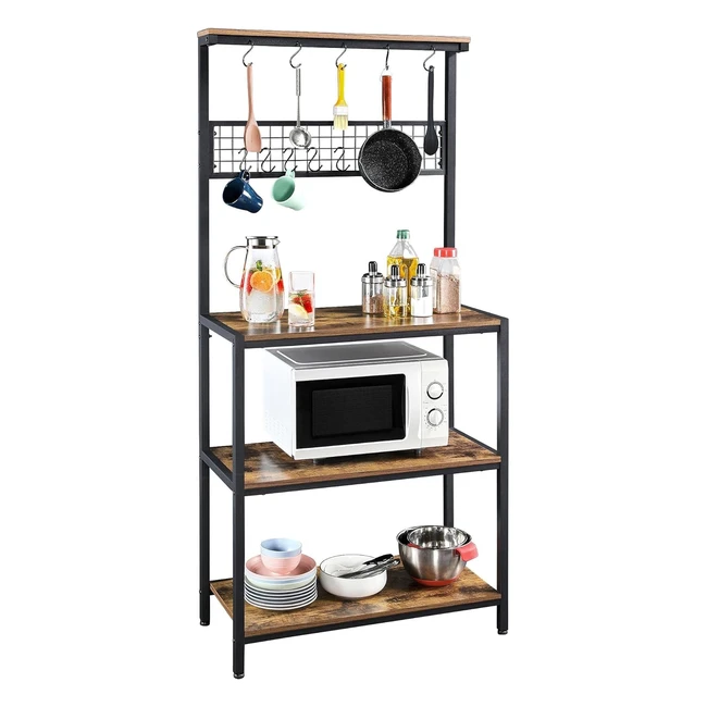 Yaheetech Küchenregal 3 Ablagen Holz Metallrahmen Mikrowellenregal Industriestil Vintage