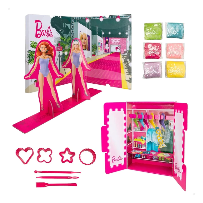 Kit creativo Barbie Glitter Dough Desfile de Moda 600g Plastilina 88867
