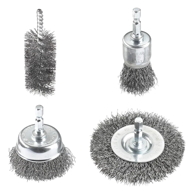 KWB Jeu de brosses métalliques pour perceuses E 63 en fil d'acier embouts pour visseuse sans fil - Enlever rouille ou peinture