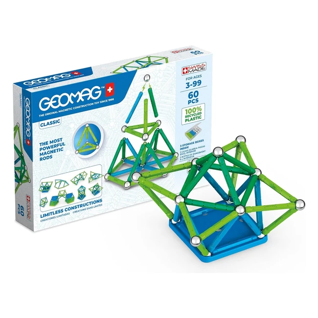 Geomag Classic 60 pezzi - Costruzioni magnetiche per bambini - Produzione svizzera