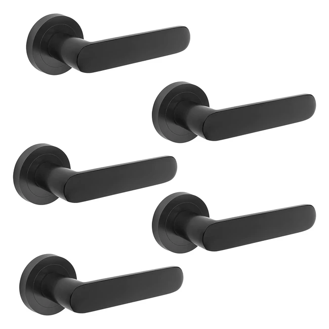 Manetas para puertas de interior Emuca - Lote de 5 juegos - Aluminio negro