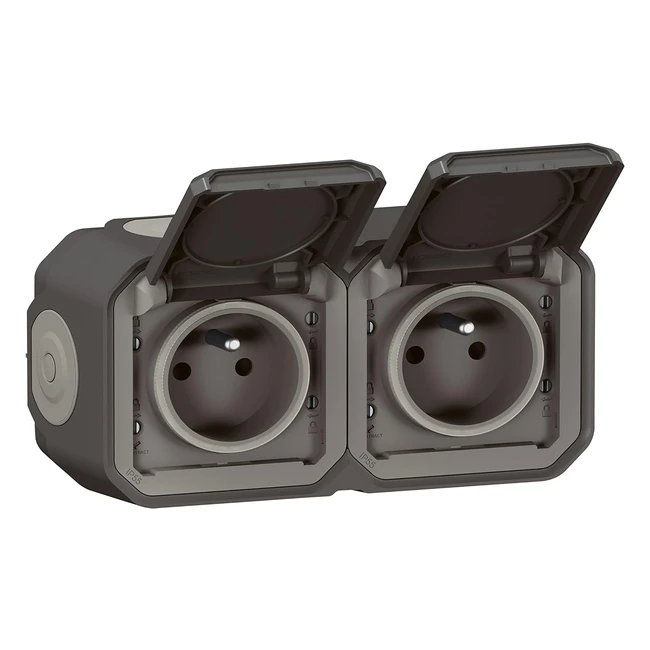 Legrand Prise Etanche Double IP55 avec Terre Plexo 2PT 16A - Fabriqu en France -