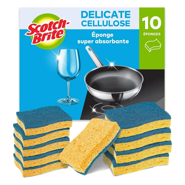 Éponge Récureur Cellulose ScotchBrite Délicate 10pcs - Absorbant - Nettoyage Quotidien