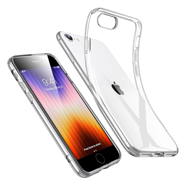 ESR Kristallklare Silikonhülle für iPhone SE 2022/87/SE 2020, dünn, transparent, TPU, vergilbungsbeständig