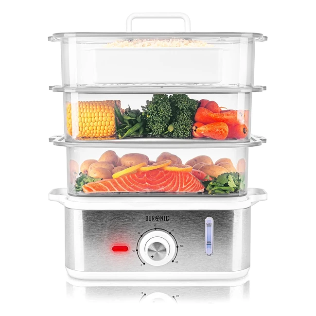Duronic Food Steamer FS87 106L 3 Tier Cooker for Rice Vegetables Meat Fish - Coo