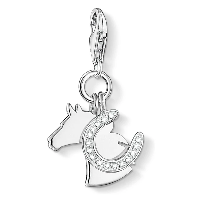 Thomas Sabo Damen Charmanhänger Pferd mit Hufeisen Charm Club 925 Sterling Silber