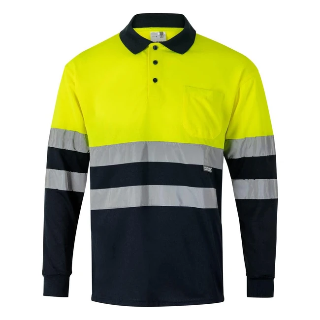 Polo Haute Visibilit Manches Longues MarineJaune - Rf 175 - Bird Eye Polye