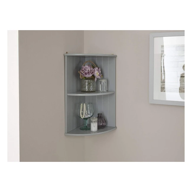 Home Source Corner Shelf Grey | Easy Assembly | Durable MDF | Stylish Storage Solution