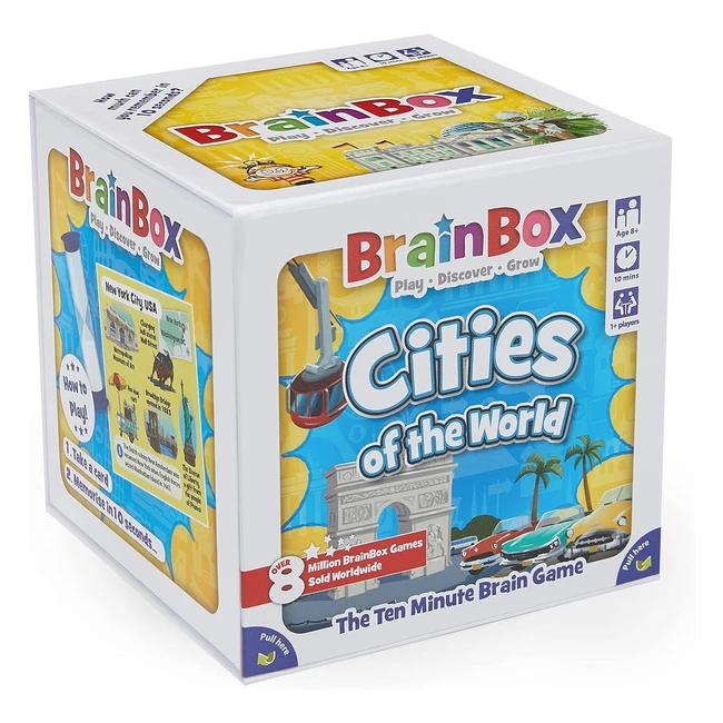 BrainBox Cities Educational Card Game - Ages 8 - 1 Player - 10 Min Play Time