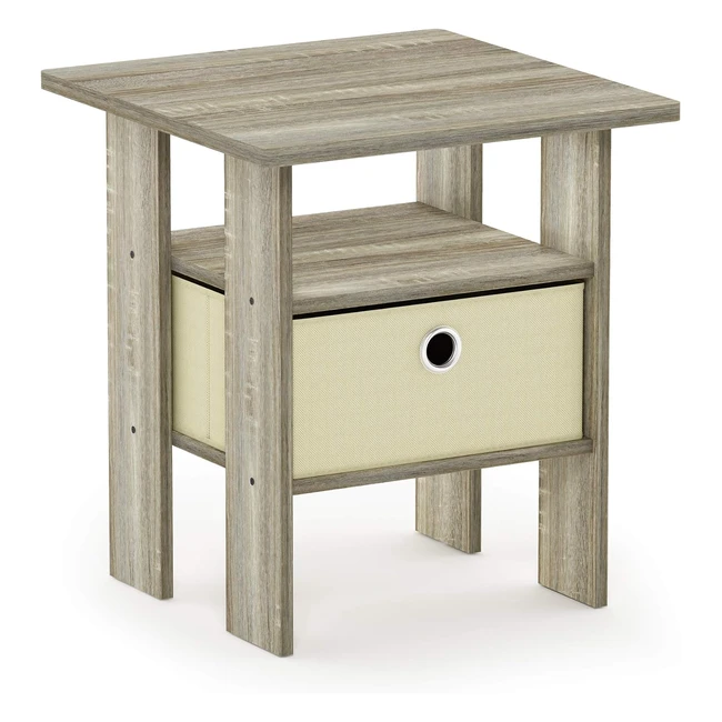 Furinno Andrey Nachttisch mit Schublade Holz Sonoma EicheElfenbein 3937 x 3937 