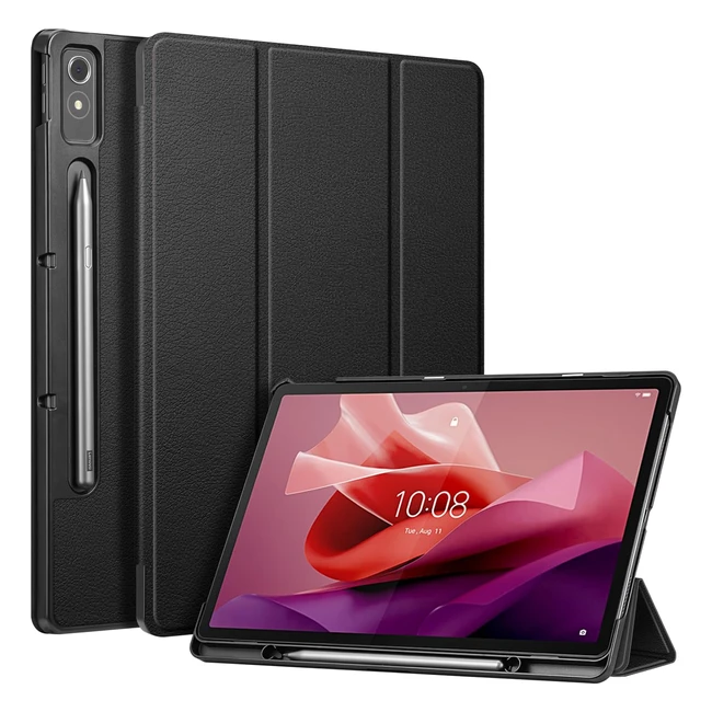 Coque Fintie pour Lenovo Tab P12 127 pouces 2023 TB370FU - Rangement Stylet Etui - Noir