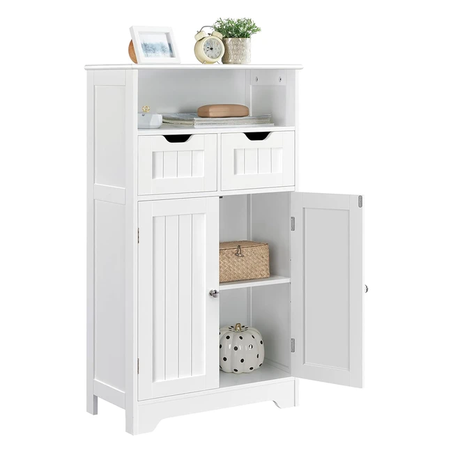 Yaheetech Badezimmerschrank Sideboard Badkommode 2 Schubladen Holzregal 60cm