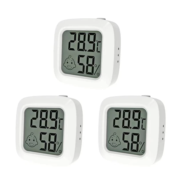 Thermomètre Intérieur Maison Lot 3 - Interrupteur Unique - Mini Écran LCD - Précision 1°C - Hygromètre Digital