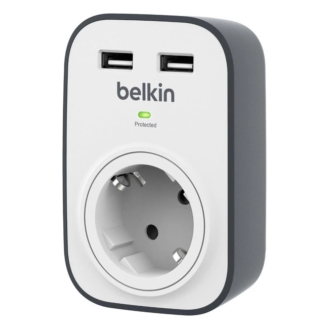 Belkin SurgeCube Prise Murale Parasurt 2xUSB 24A BSV103VF - Protection Efficace