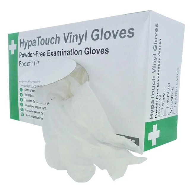 Hypatouch Vinyl Gloves Powder Free Pack of 100 Medium - Medical Grade Quality