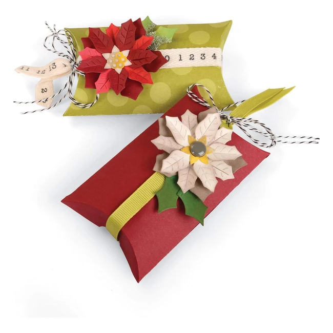 Fustella Sizzix Bigz Pro Box Pillow Poinsettias - Taglia Carta Acciaio - Facile 