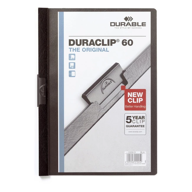 Duraclip Original 60 - Lámina Dura hasta 60 Hojas A4 - 5 Piezas Negras