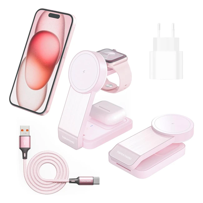 Cargador Inalmbrico Magsafe 3 en 1 Plegable - iPhone Apple Watch Airpods