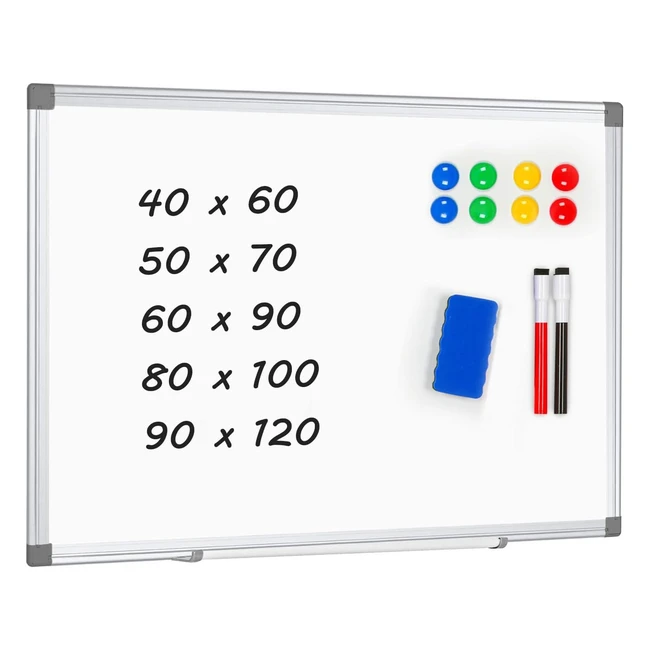 Amusight Magnetic Whiteboard Dry Erase Board 60x90 cm - Premium Quality Aluminum Frame - Magnetic Accessories Included