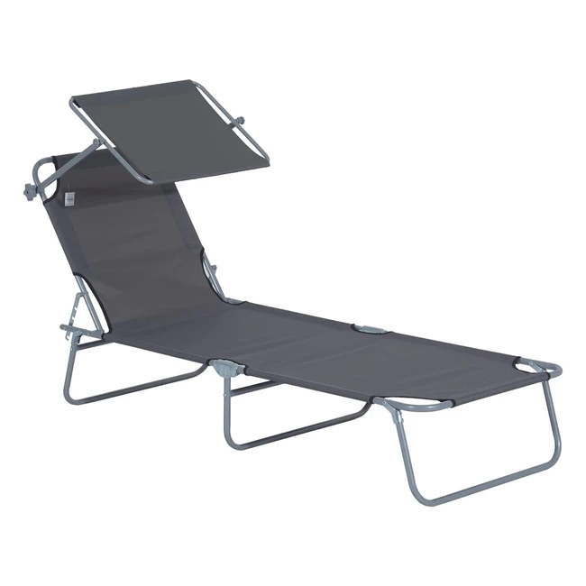 Outsunny Outdoor Foldable Sun Lounger - 4 Level Adjustable Backrest Reclining Ch