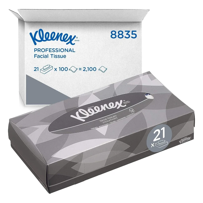 Kleenex Facial Tissue Box 8835 - Soft, Strong, Absorbent - 21 x 100 2ply White
