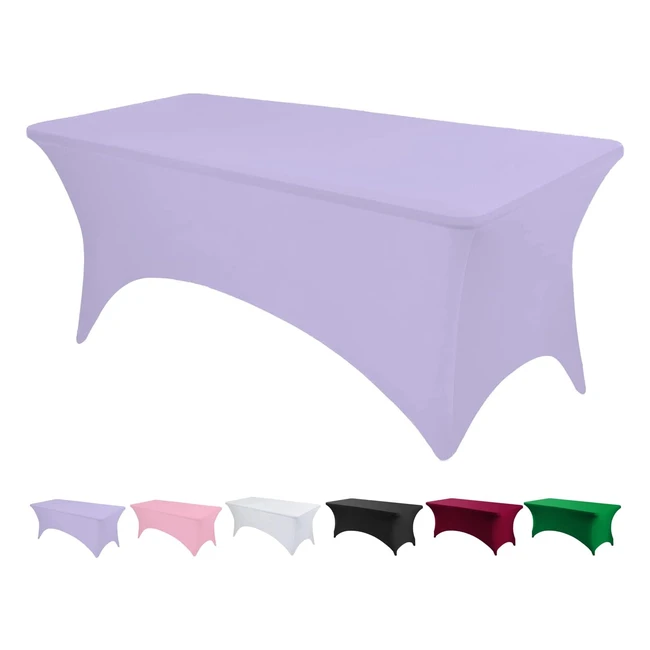6ft Spandex Tablecloth Rectangular Stretchy - Light Purple