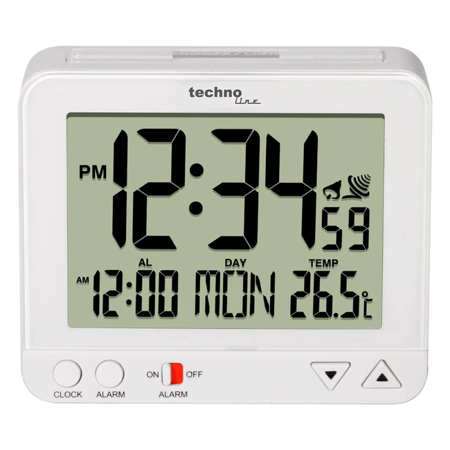 Despertador Technoline WT 195 Blanco - DCF77, Fecha Manual, Temperatura Exterior