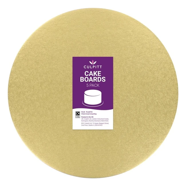 Culpitt 12 Double Thickness Cake Card Pale Gold Boards 3mm Thick 5 Pack - 12 Inc