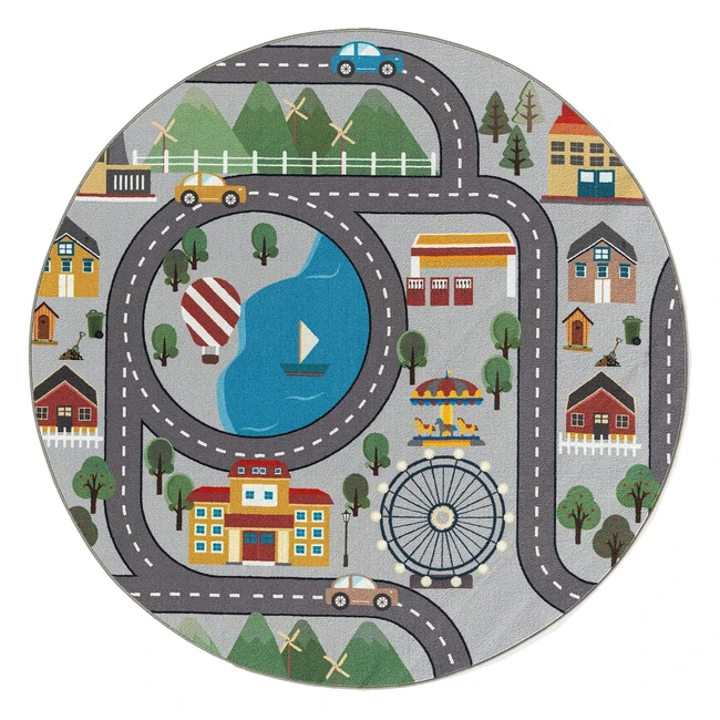 Kinderzimmer Teppich Happy Life  Waschbarer Spielteppich fr Kinder  Straen