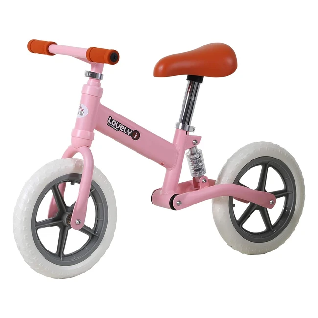 Homcom 12 Kids Balance Bike No Pedal Bicycle EVA Tire Adjustable Seat - Pink