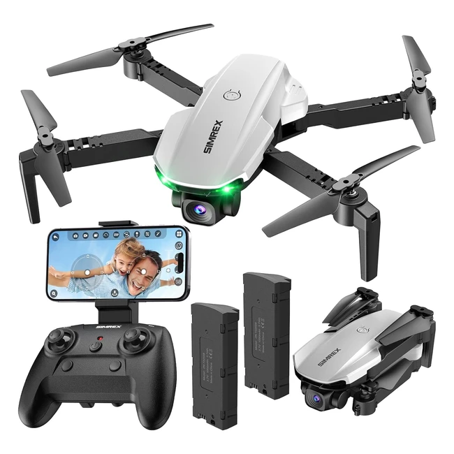 Drone Simrex X800 Mini 1080P HD FPV RC Quadcopter Pliable Altitude Hold 3D Flip Mode Headless Cadeaux Enfants Adultes Débutant Blanc