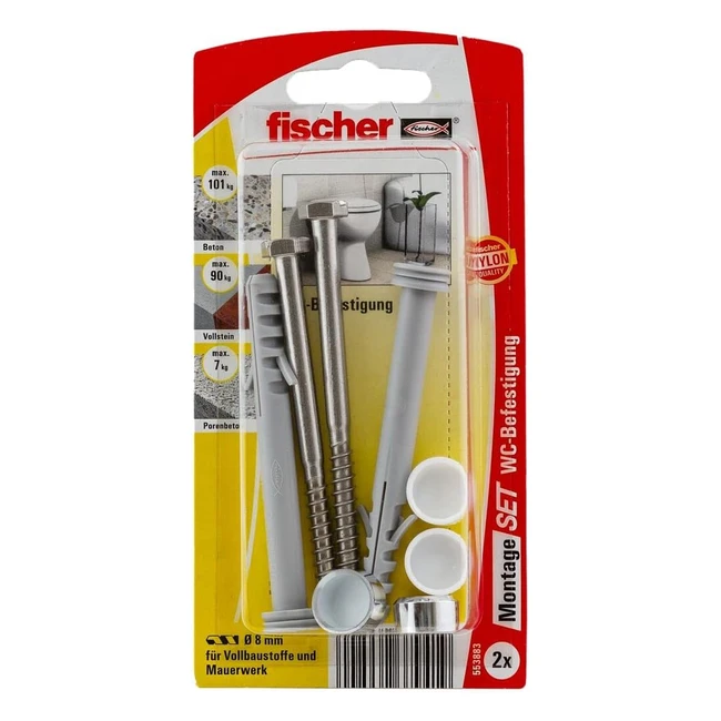 Fischer 553883 WCBefestigung Befestigungssatz mit Dbel Schrauben und Abdeckkap