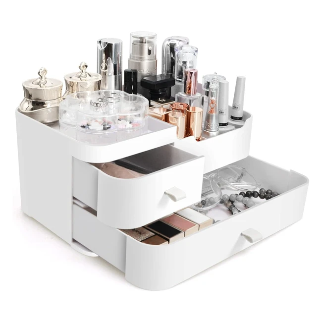 Organisateur Maquillage Boite Rangement Tiroir Acrylique Blanc - 8 Compartiments