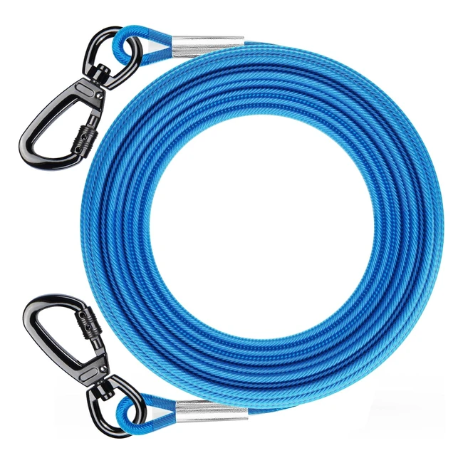 Reflective Dog Tie Out Cable 360 Swivel Lockable Hook PVC Coating 10ft-120ft Gal