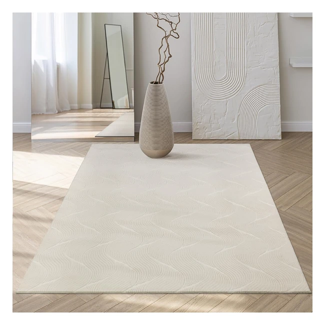 Mias Teppiche Rosy - Stilvoller 3D Teppich mit Antirutsch-Rücken - Creme 60 x 100 cm