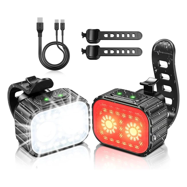 Mohard Bike Lights Set - Ultra Bright USB Rechargeable Front and Back Lights - I